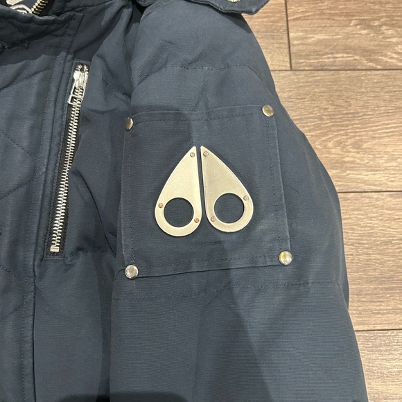 Moose Knuckles Black Puffer Jacket with Fur Hood - Picture 3 of 7